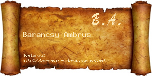 Barancsy Ambrus névjegykártya